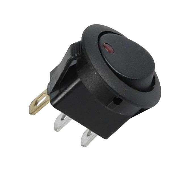 ROUND ROCKER SWITCH SPST W/LED RED - DEBULK KCD1-8-101NE