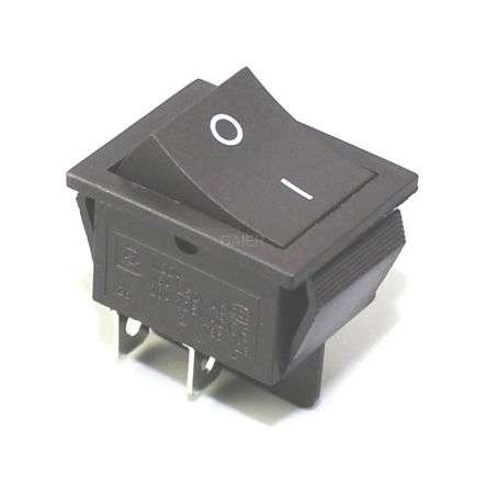 ROCKER SWITCH DPST BLACK 16A 250V 31x25mm - DEBULK KCD2-201-BLACK