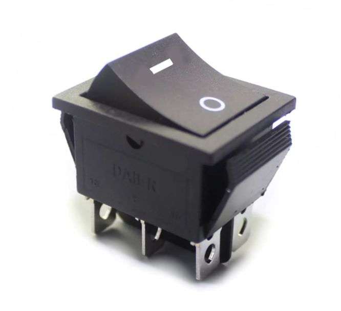 ROCKER SWITCH DPDT 25x31 BLACK 16A 250VAC KCD2-202-C3-B-B