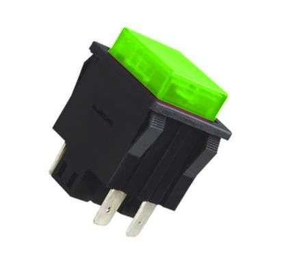 PUSH BUTTON SWITCH MOMENT. DPDT 32x25 GREEN KD8-32N-GR