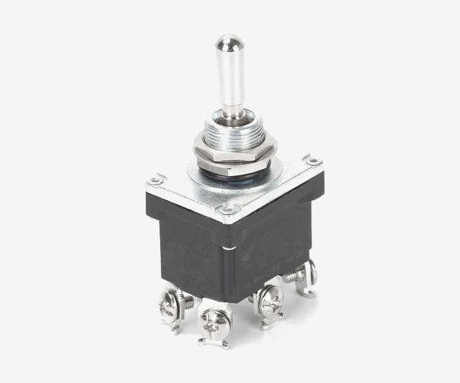 TOGGLE SWITCH DPDT ON-OFF-ON 30A 12VDC SCREW TERMINAL KN3F-203
