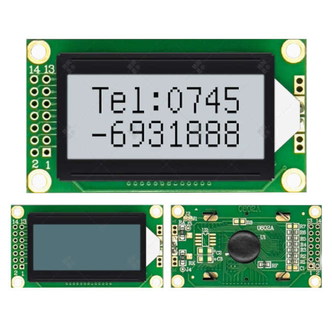 LCD DISPLAY MODULE 2x8 5VDC 2L 8CH 58.5x32.5mm LCD0802-5V