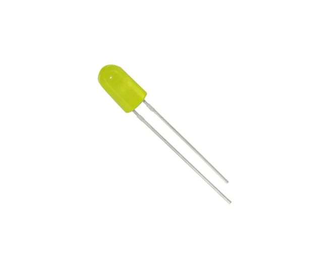 LED 5mm YELLOW DIFFUSED RND 600mcd 120DEG FLANGELESS  TBA / 190689