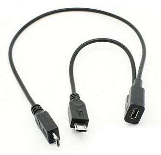 MICRO-USB Y-CABLE, 1x DATA & 1x POWER U-2C-076