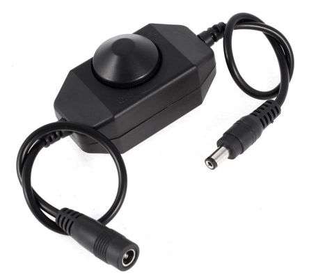 12VDC LED DIMMER STEPLESS 5.5x2.1MM BLK/WHT  DC LINE DIMMER / 190350