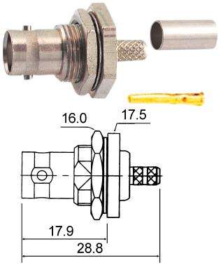 BNC-SOCKET CRIMP BULKHEAD RG59 M5561M