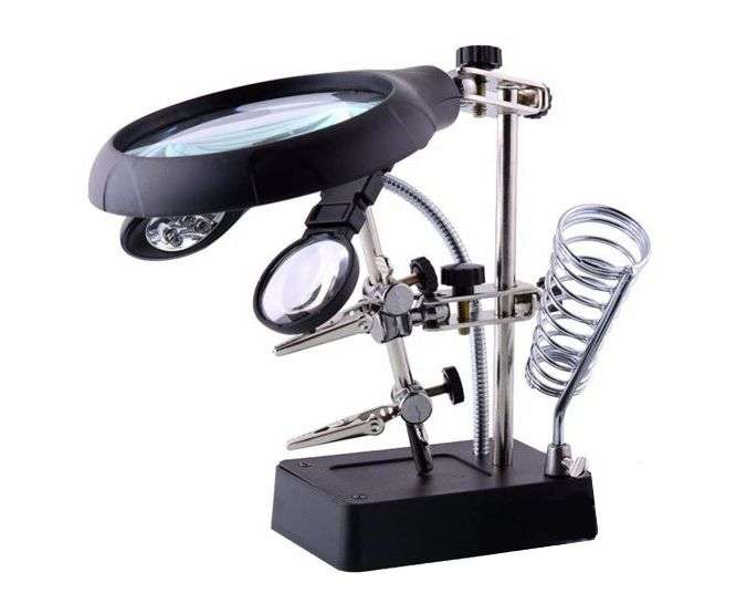 MAGNIFIER + LED + IRON STAND + HELPING HANDS USB MG16129-C-U