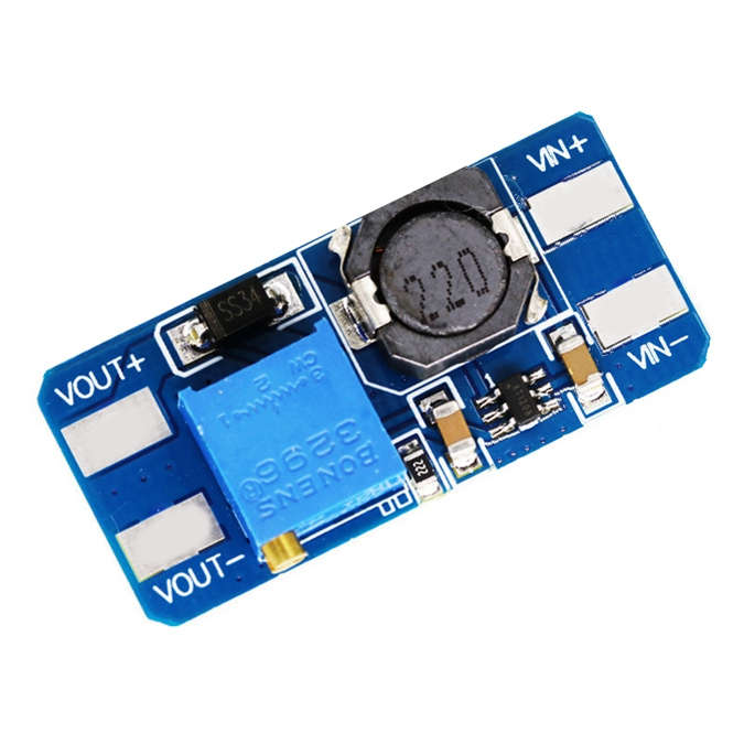 DC-DC STEP-UP I=2-24V O=3-27V 2A BOOST CONVERTER - NO HOLES MT3608-N