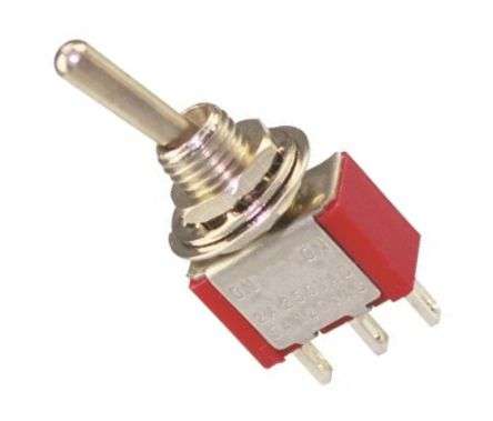 MINI TOGGLE SWITCH SPDT ON-OFF-(ON) SOL-RED MTS-113-A1-R