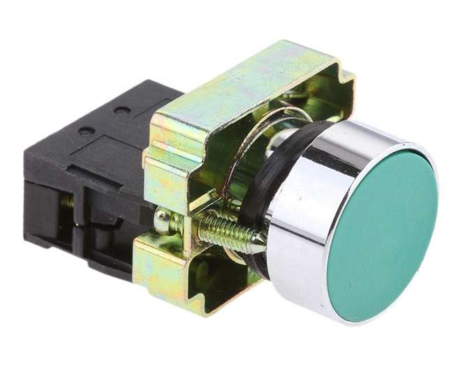 PUSH BUTTON SWITCH ROUND 22mm N.O. GREEN NP2-BA31