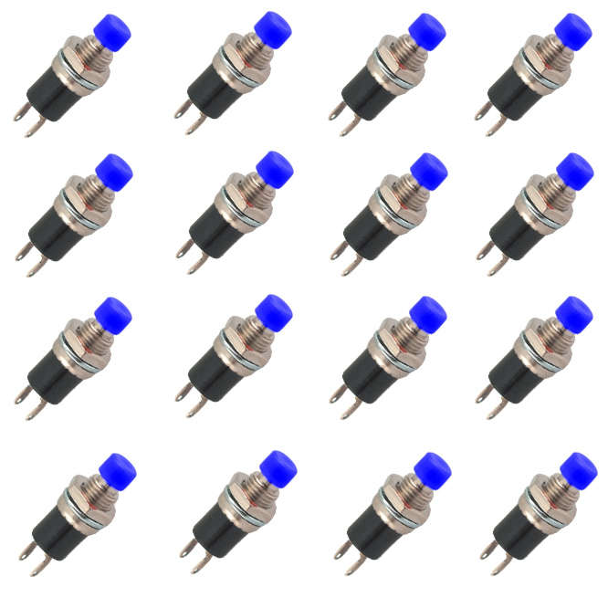 PUSH BUTTON SWITCH N.O. SPST 1A BLUE SOLDER M7 - 500/BAG PBS-105-BLUE