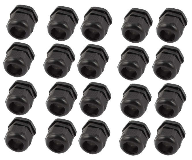 BLACK COMPRESSION GLAND PH=20mm CAB=10-14mm L=14mm - 100/BAG CG-C-MG20A-BLK