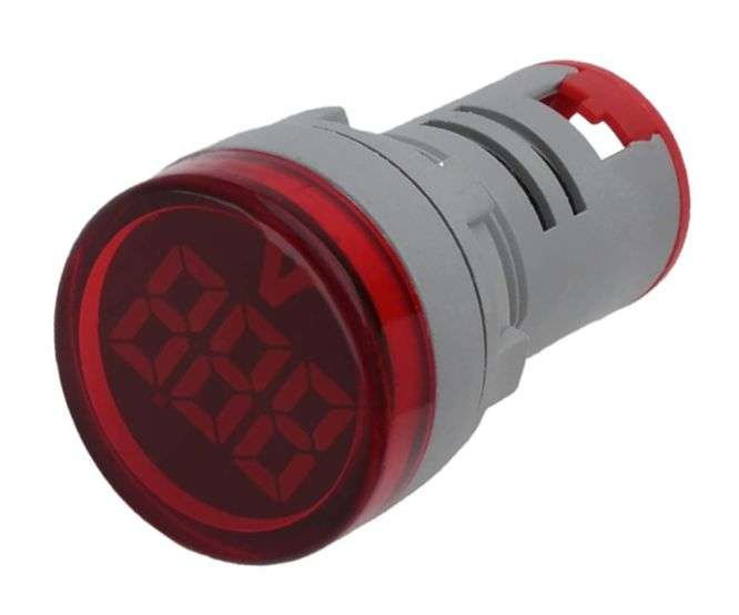 VOLTMETER INDICATOR 500VAC 3-DIG RED 22mm P/M  PL-ND22-500V-R