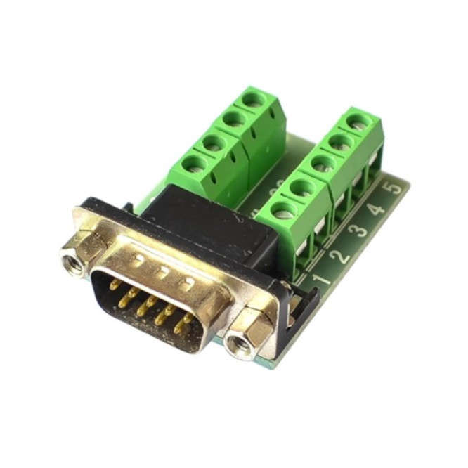 DB9 PLUG BREAKOUT ADAPTER PANEL MOUNT TO SCREW CONNECTORS PRS232