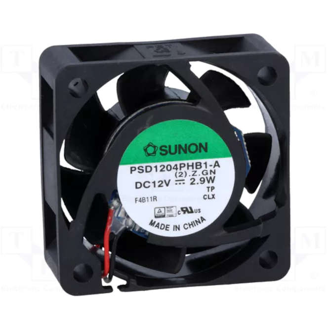 12VDC AXIAL COOLING FAN 40sqx15mm BALL 14CFM PSD1204PHB1-A.2.Z.GN