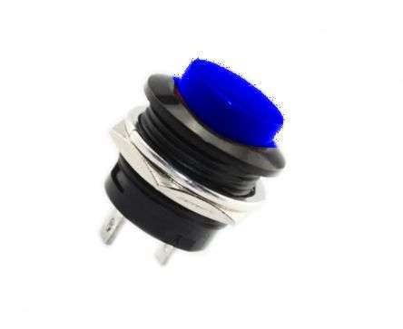 PUSH BUTTON BLUE NO 19mm 3-6A R13-507-BLUE