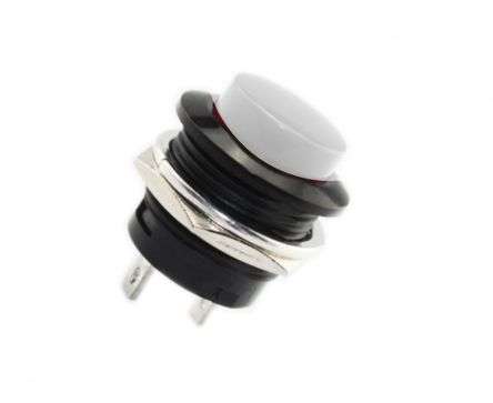 PUSH BUTTON WHITE N.O. 19mm 3-6A  R13-507-WT / 170740