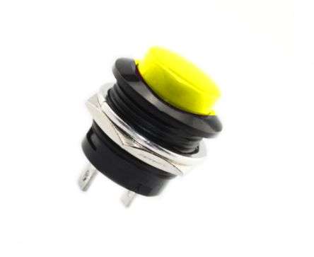PUSH BUTTON YELLOW NO 19mm 3-6A R13-507-YELLOW