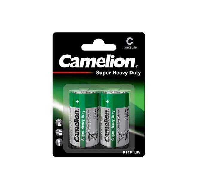 C=BATTERY 1.5V ZINC CHLORIDE GREEN 2/PACK R14P-BP2G
