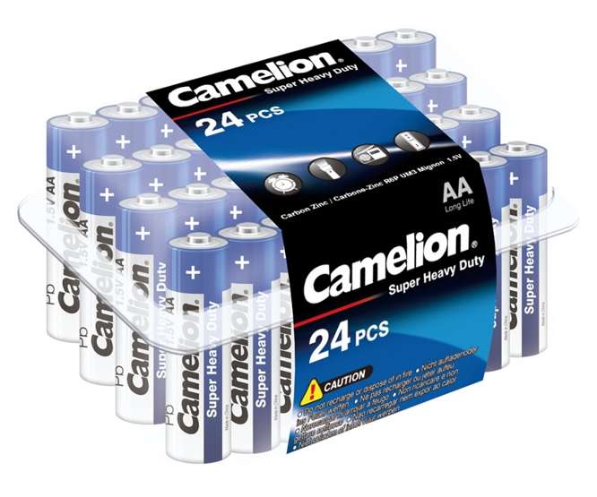 R6/AA BATTERY 1.5V 24/PACK, ZINC CARBON, SHD R6P-PB24B