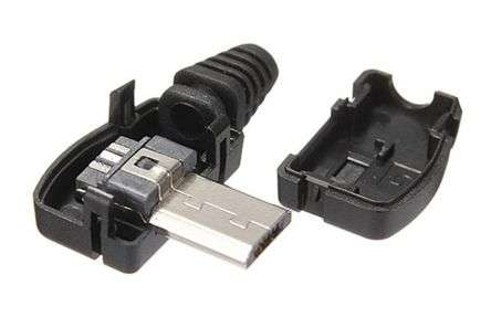 MICRO USB 5P PLUG IN BLACK HOUSING R/A - REWIREABLE 6mm  181487