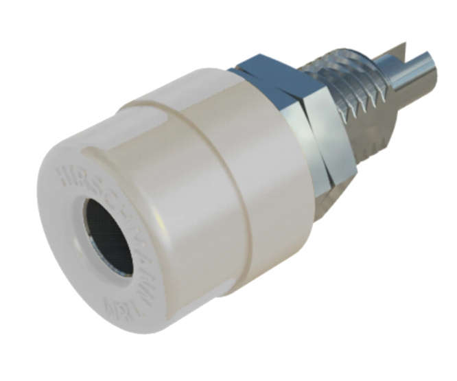 BANANA SOCKET 4mm WHITE SOLDER TL=21mm - DEBULK RC 11 WHITE