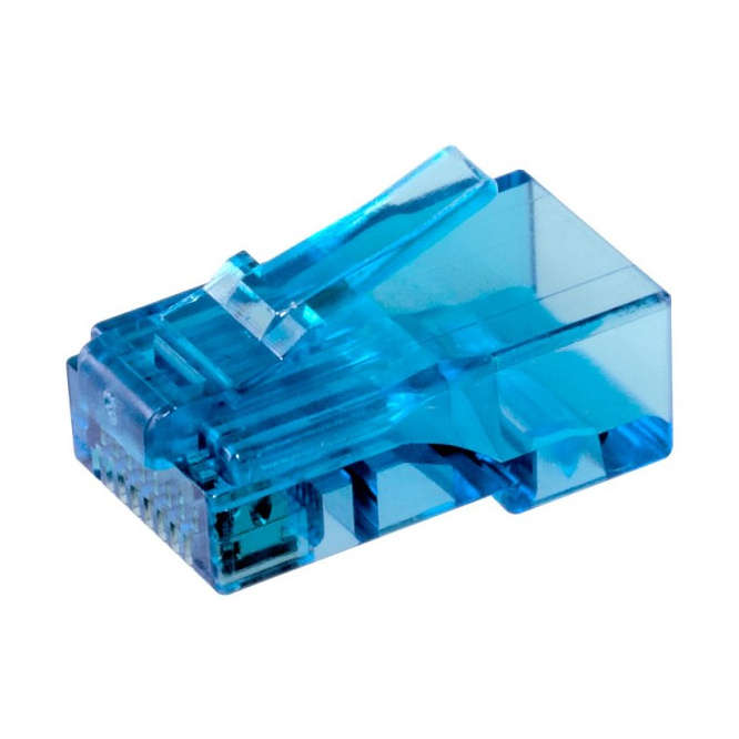 RJ45 MODULAR PLUG CONNECTOR 2 PRONG 8P8C BLUE - DEBULK P88RE03V2-CS-BLUE