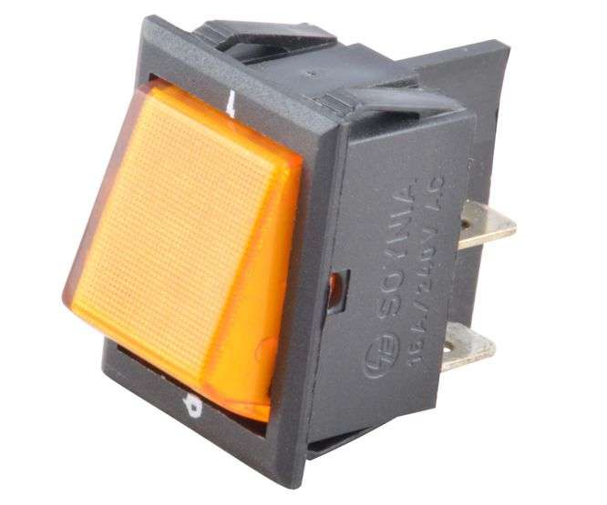 ROCKER SWITCH DPST ILLUMINATED YL 4P 250V 15A RK1-01-YL *A*
