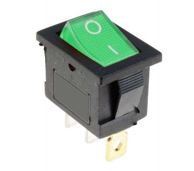 ROCKER SWITCH ILLUMINATED GR 12V 15A SPST 13x19  MIPS-101-2C3-101G