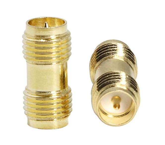 ADAPTER SMA-SOCKET(REVERSE) TO SMA-SOCKET(REVERSE), GOLD RP-SMA-JJ