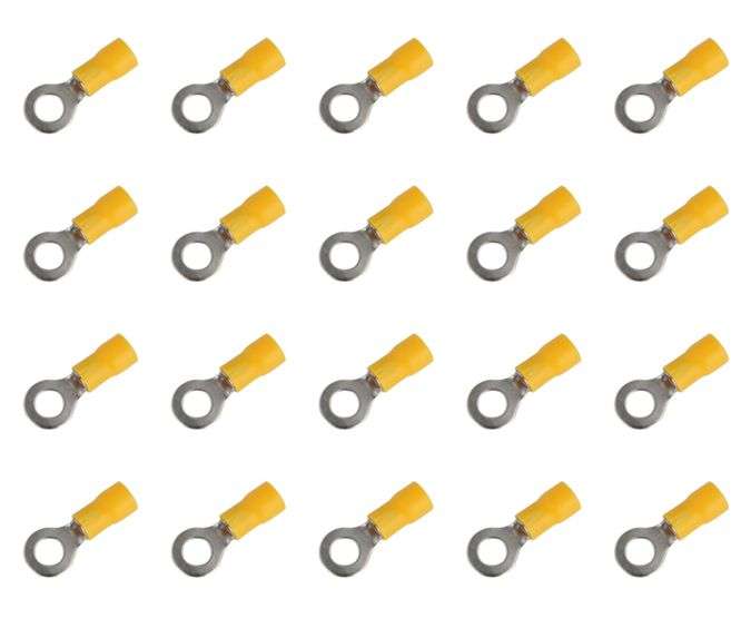 TERMINAL PRE-INS RING LUG YELLOW R=5.3mm 100/BAG RV 5.5-5