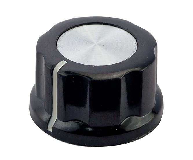 KNOB SILVER WITH MARKER 26x16mm 6.4mm HOLE S8861-SILVER