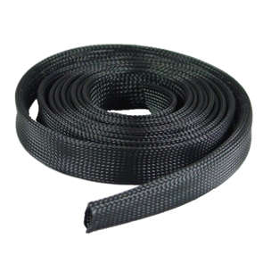BRAIDED BLACK SLEEVING 30 TO 60mm  10M/ROLLS  PET40-10M-BK *DBK*