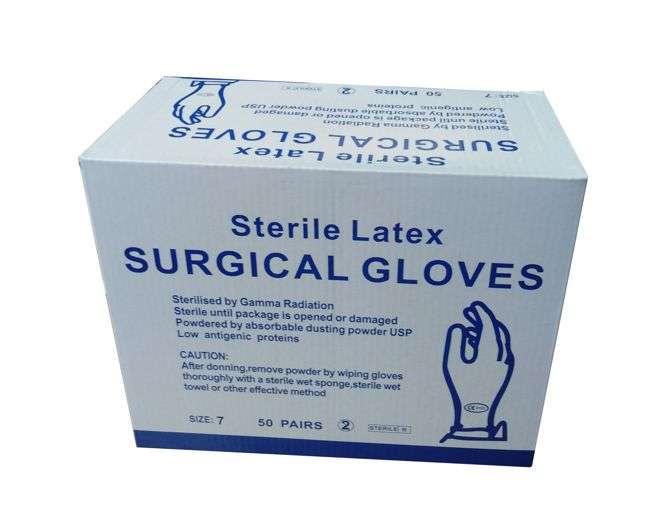 LATEX STERILE SURGICAL GLOVES SIZE 7 MED -50-SET  SLSG-7