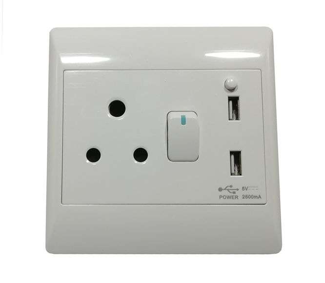 FLUSH MOUNT WALL SOCKET 16A 4x4 + 2xUSB STI-1077