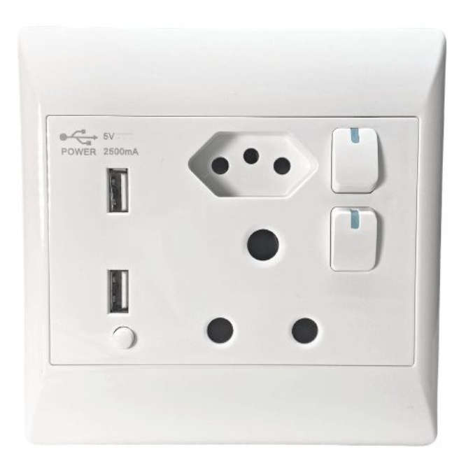4x4 WALL SOCKET 1x16A ,1xSA NEW ,2xUSB 5V 2.5A STI-1078