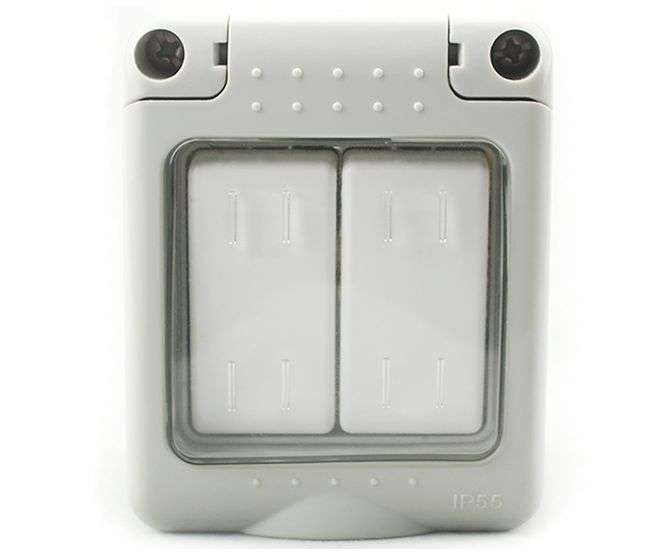 OUTDOOR SURFACE MOUNT DUAL / 2-LEVER LIGHT SWITCH STI-002WP