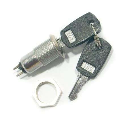 KEY SWITCH LOCK MINI FLAT 2P BLK KEY-102  KEYLOCK-101
