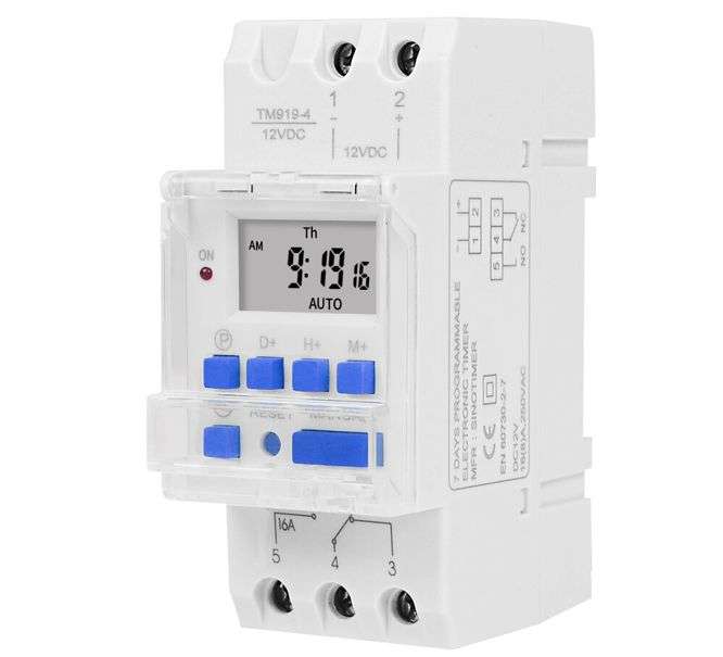 12VDC TIMER DIGITAL LCD 24HR/7DAY D/R 16A TM919A-4 12VAC/DC