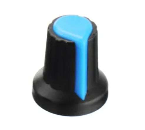 KNOB BLACK SPLINED WITH BLUE MARKER 6mm 15x17 WH-148-2-BLUE