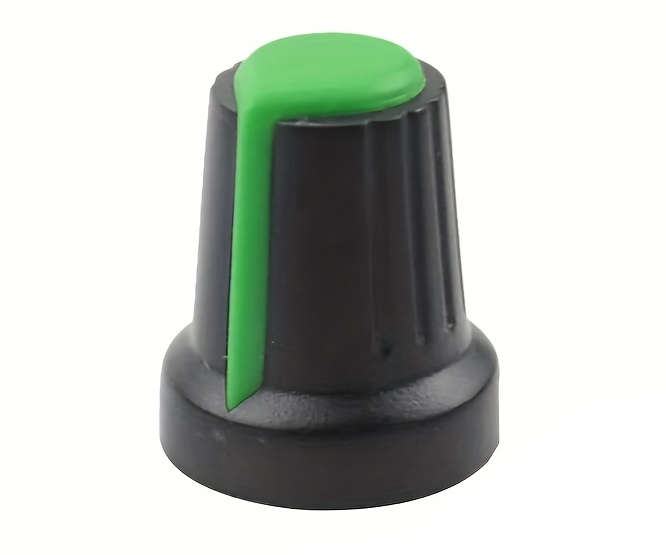 KNOB BLACK SPLINED WITH GREEN MARKER 6mm 15x17mm WH-148-2-GREEN