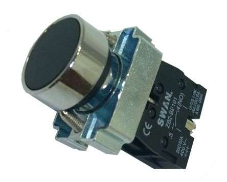22mm PUSH BUTTON FLUSH BLACK 220VAC NO PB-ADP2-BA21
