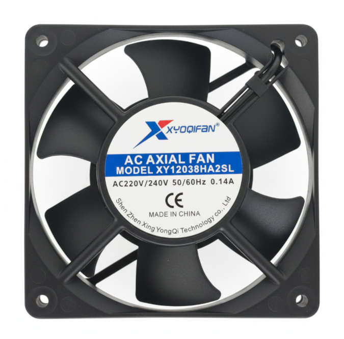 220V AXIAL COOLING FAN 120sqx38mm BAL 87CFM W/LEADS XY12038HA2BL