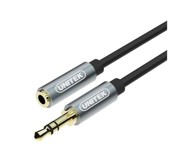 AUDIO CABLE PLUG TO SOCK ALUMINIUM CONECTOR / JACK 3.5MM 1M BLACK  Y-C932ABK