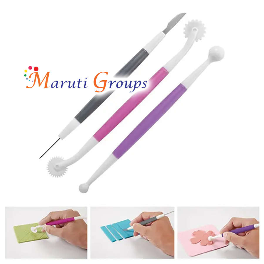 3pcs Fondant Modeling Tools Set Gum Paste for Cake Decorating - Baking tool