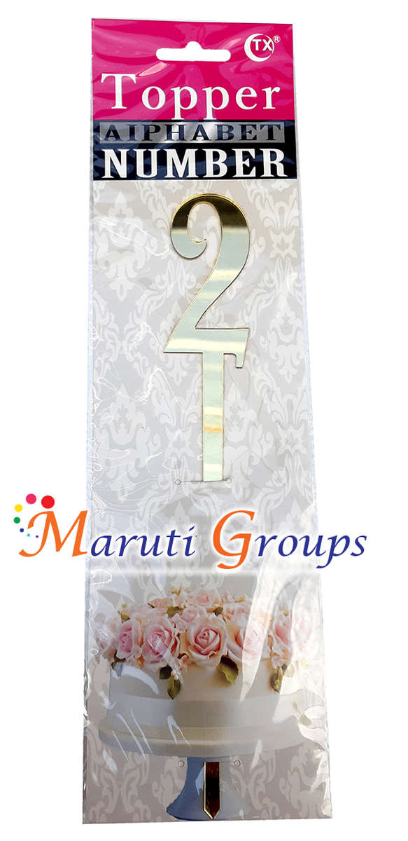 Numbers 2 Cake Topper for cake decorating - Gold