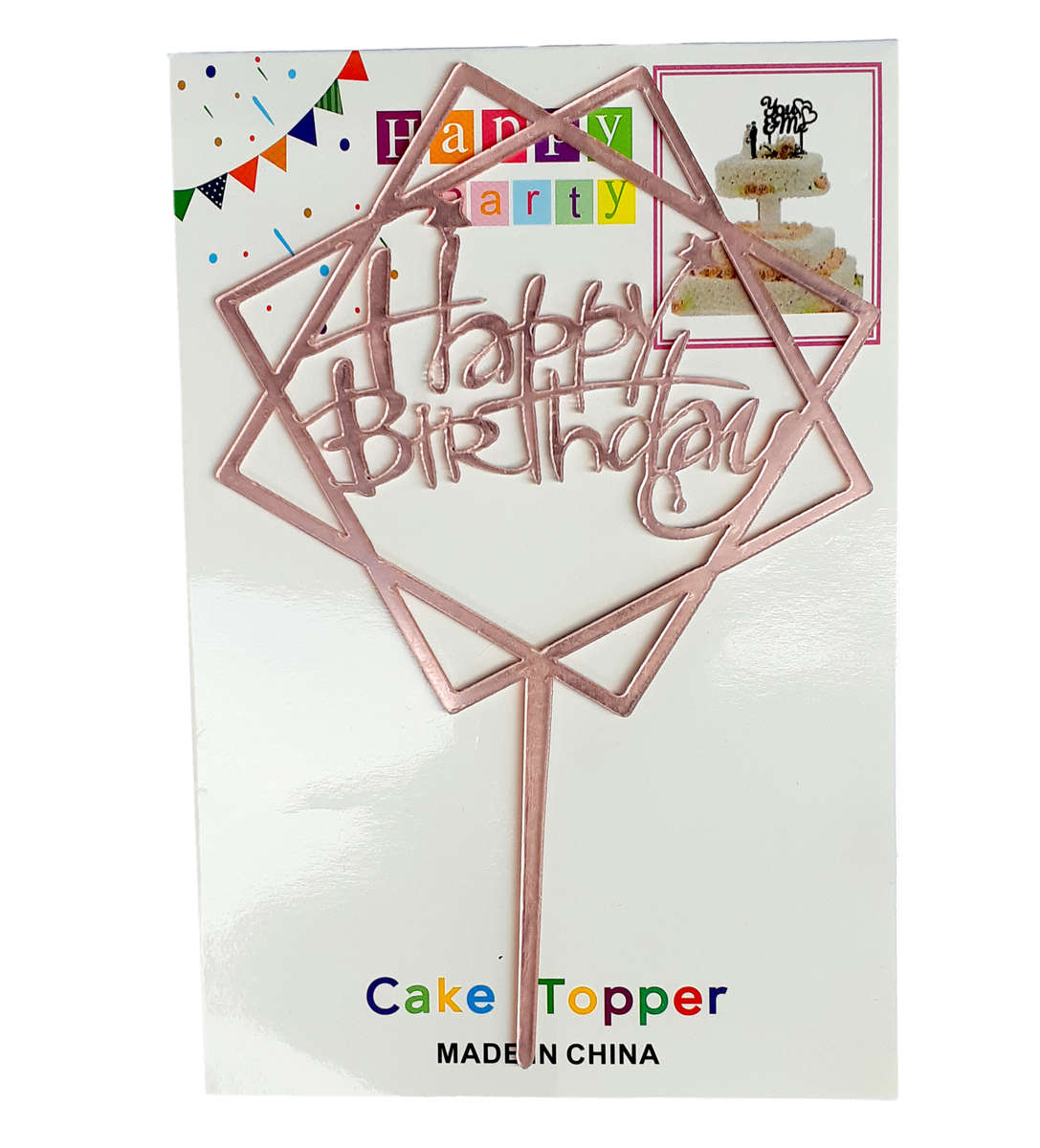 Happy Birthday Cake Topper for cake decorating - Pink
