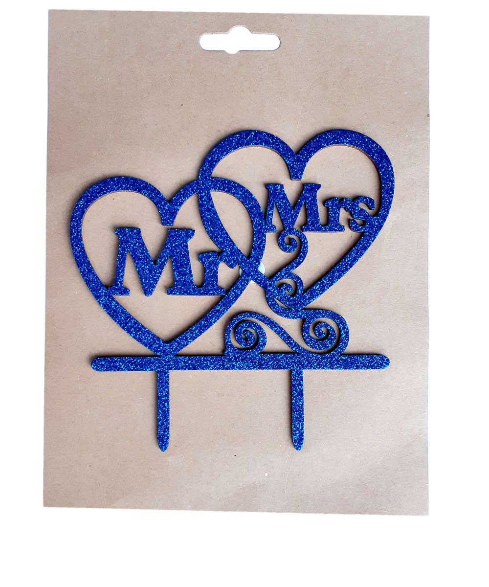Mr & Mrs Cake Topper for cake decorating  - Blue