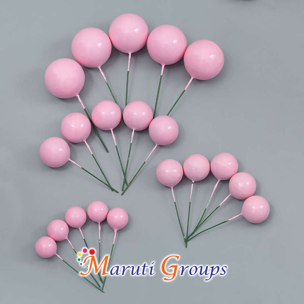 Faux Balls Cake Topper Set For Cake Decorating - Pink - 20pc