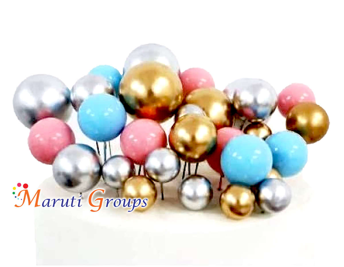 Faux Balls Cake Topper Set For Cake Decorating - Gold - 20pc